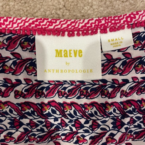 Maeve by Anthropologie Lilya Boho Tunic Silk Shirt size Small - Picture 3 of 4